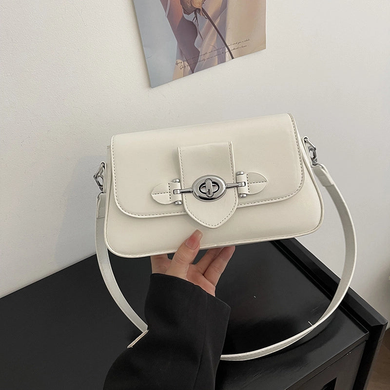 Women's Medium Pu Leather Solid Color Vintage Style Classic Style Square Magnetic Buckle Shoulder Bag