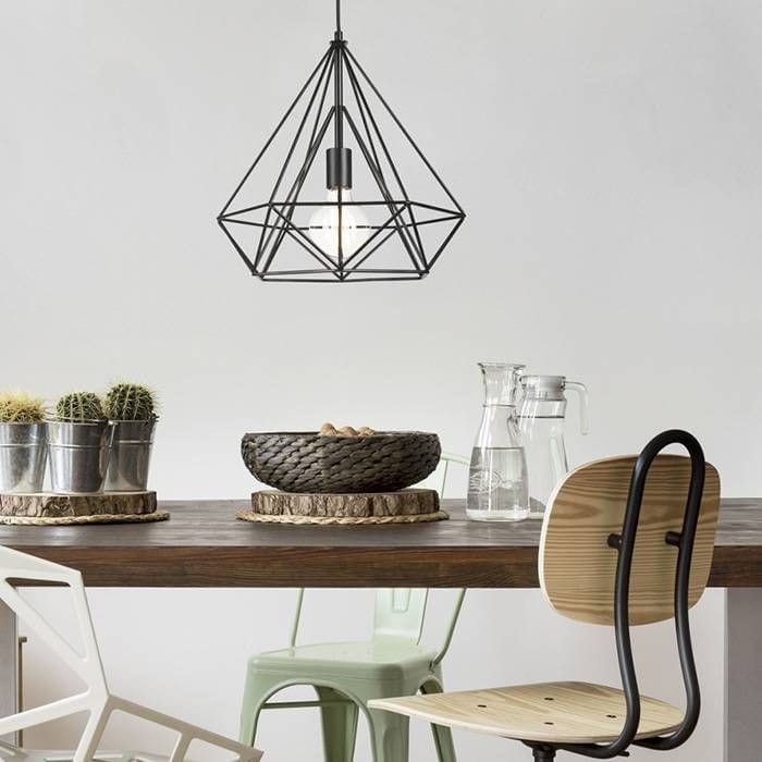 Sparkling Diamond Drop Pendant Lamp with vintage edison bulb