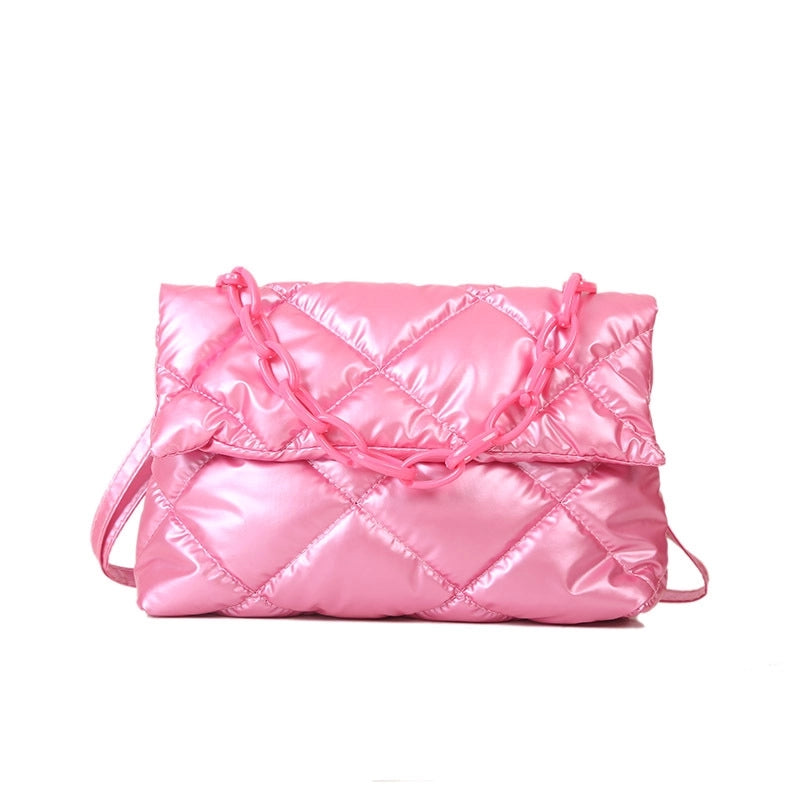 Women's Medium Special Solid Color Lingge Streetwear Magnetic Buckle Crossbody Bag