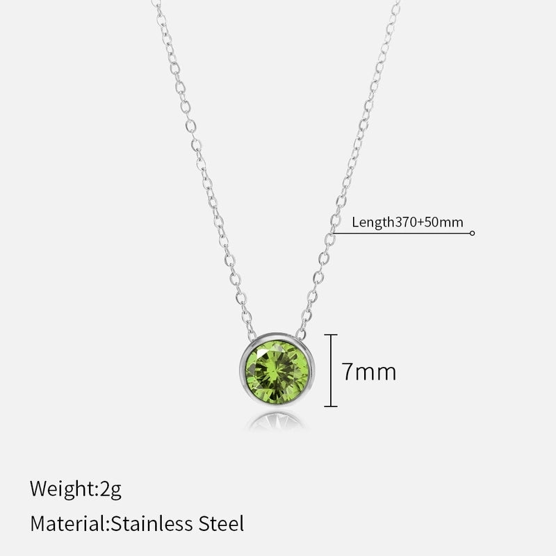 Minimalist Round 304 Stainless Steel Rhinestones Plating Stainless Steel Necklaces