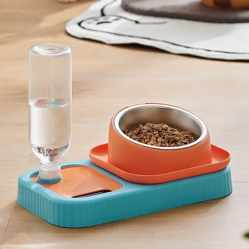 Minimalist PP Stainless Steel Color Block Solid Color Pet Tableware