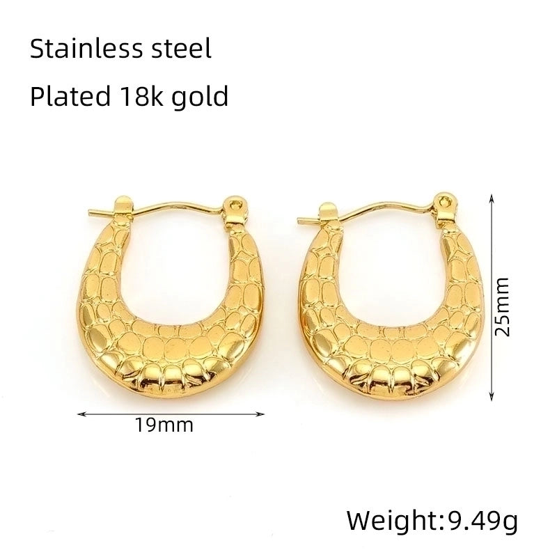 1 Piece Vintage Style U Shape Semicircle Round Polishing Plating Stainless Steel Titanium Steel Titanium Steel 18K Gold Plated Ear Studs