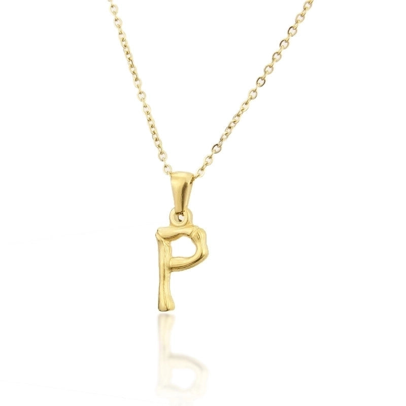 Platform New Stainless Steel Antique Slub-shaped 26 Letter Necklace Hot Gold English Titanium Steel Pendant