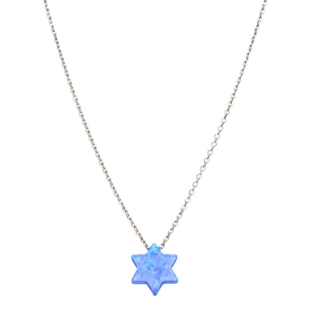 Opal Star of David Necklace - Blue