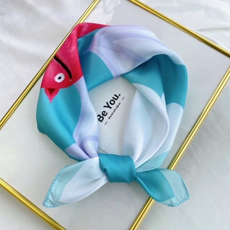 Fashion Contrast Color Printing Small Square Scarf