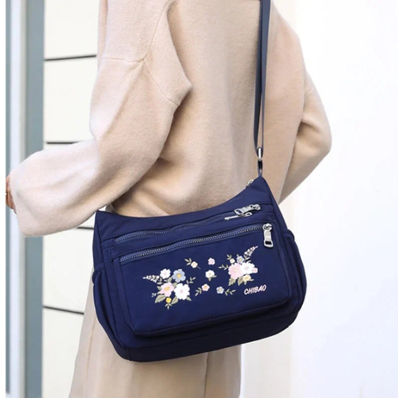 Embroidered Floral Shoulder Bag