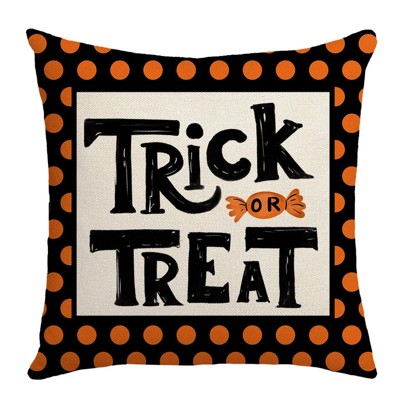 Halloween Minimalist Pumpkin Letter Ghost Linen Pillow Cases Couch & Sofa Decor