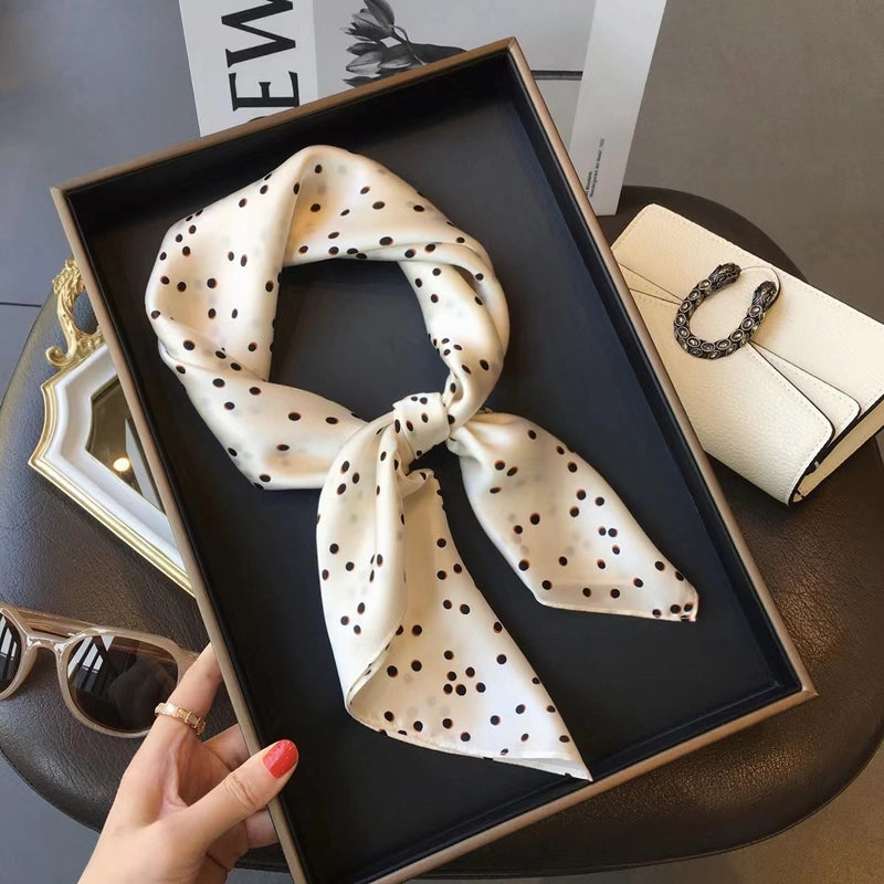 Women's Elegant Basic Polka Dots Silk Printing Silk Scarf