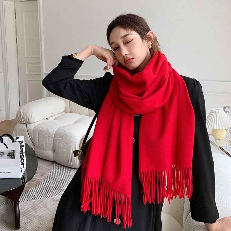 Women's Basic Minimalist Classic Style Solid Color Viscose Fiber Scarf