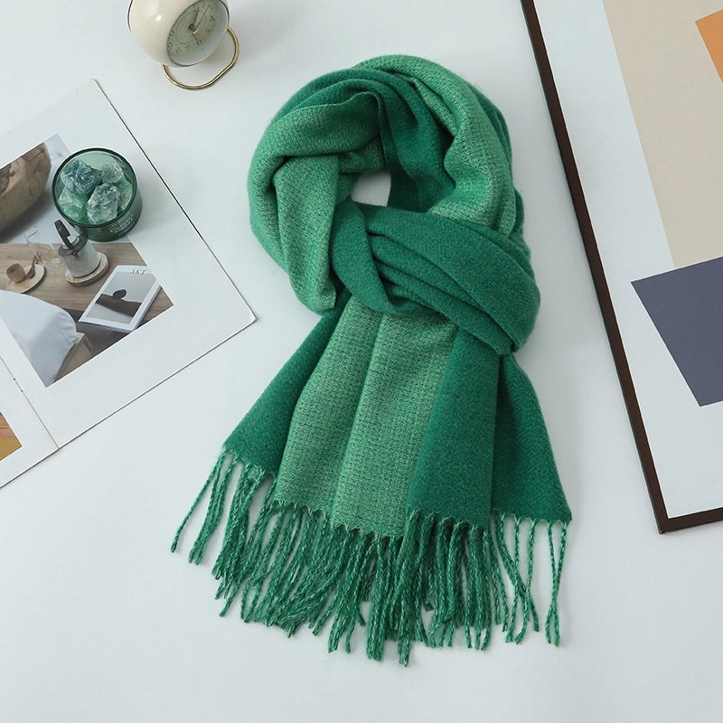 Cashmere Scarf Women's Winter Hot Imitation Cashmere Scarf Men's Shawl  Thickened Double-sided Wool Scarf