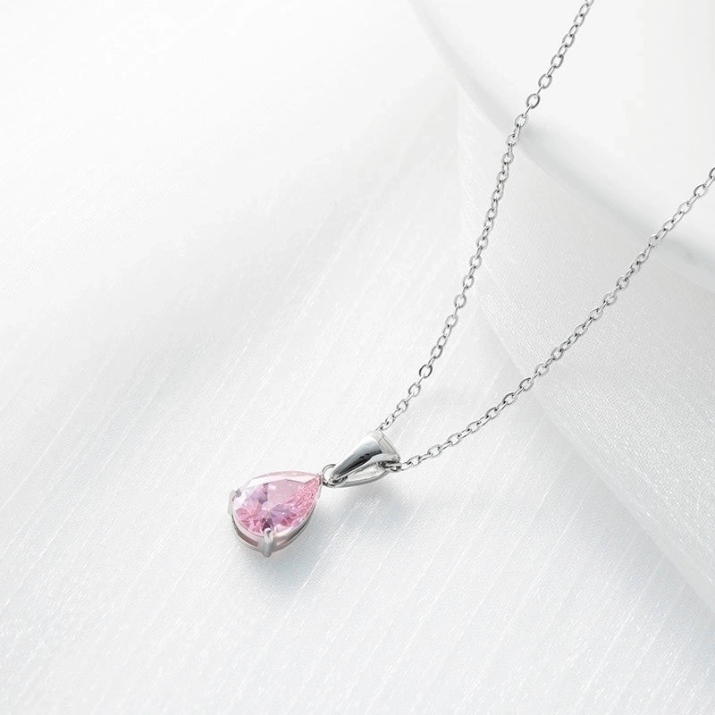 2 Pieces Fashion Water Droplets 304 Stainless Steel Zircon White Gold Plated Gold Plated Inlay Necklace