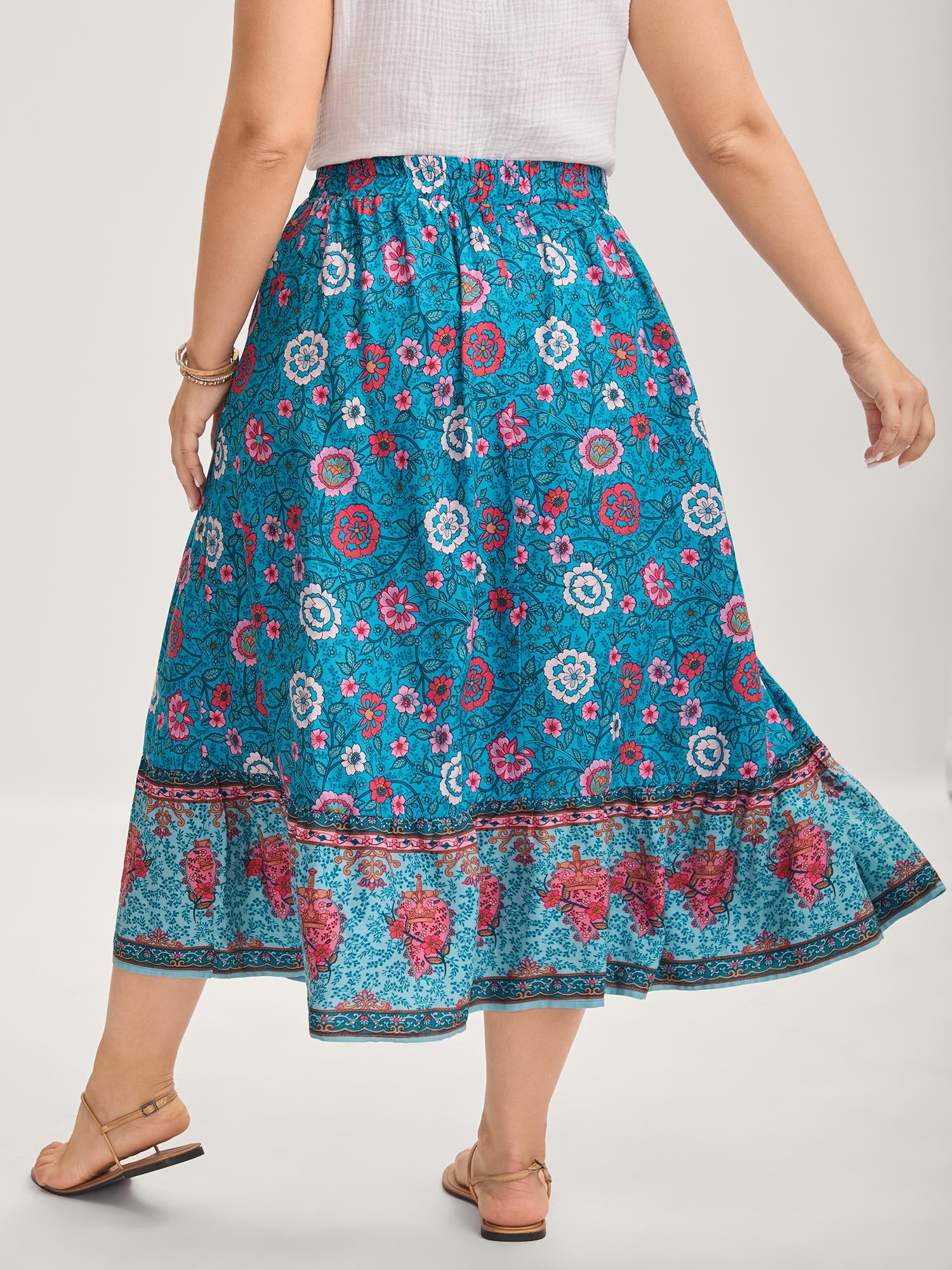 Floral Fun Wide-Waist Maxi Skirt