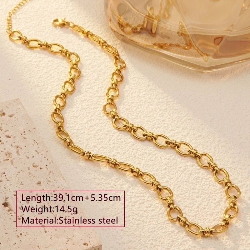 Minimalist Classic Style Cool Style Solid Color 304 Stainless Steel 18K Gold Plated Necklace