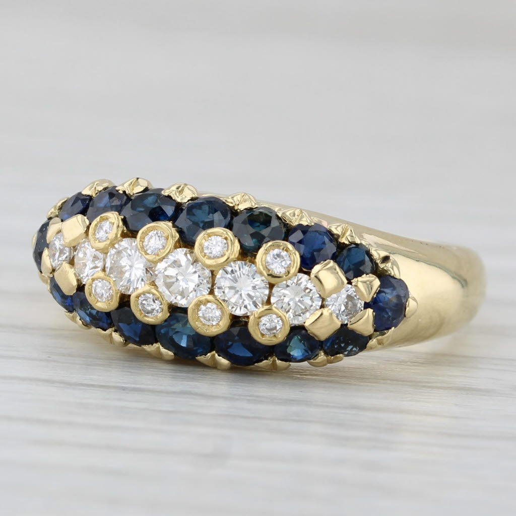 1.64ctw Blue Sapphire Diamond Ring 18k Yellow Gold Size 7.25