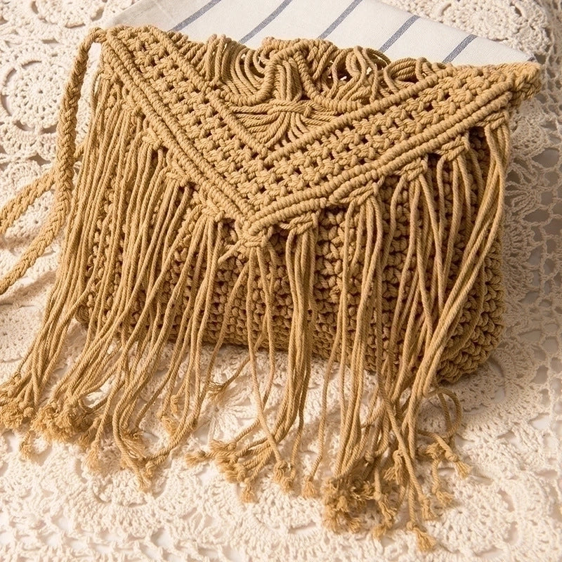 Women's Medium Spring&summer Cotton Rope Vacation Straw Bag