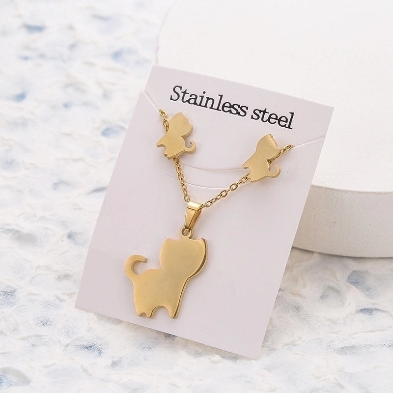 5 Pieces 2 Pieces Minimalist Star Cat Butterfly Stainless Steel Women's Jewelry Set