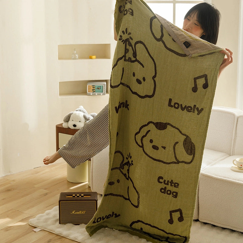 Class A Cotton Gauze Cover Blanket Cotton Jacquard Four-Layer Gauze Bath Towel Sofa Nap Blanket Multifunctional Children's Bags Quilt