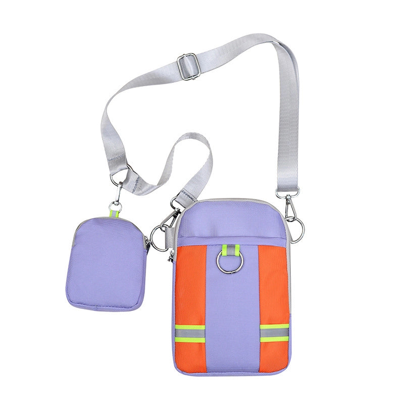 Women's Nylon Splicing Classic Style Square Zipper Phone Wallets