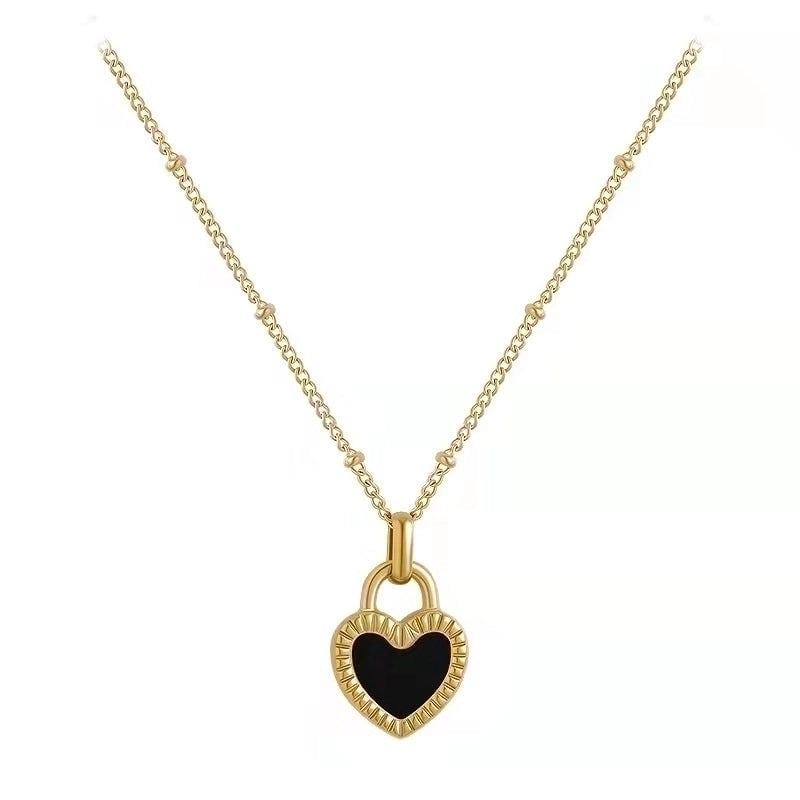 Minimalist Heart Shape 304 Stainless Steel Acrylic 18K Gold Plated Plating Stainless Steel Necklaces