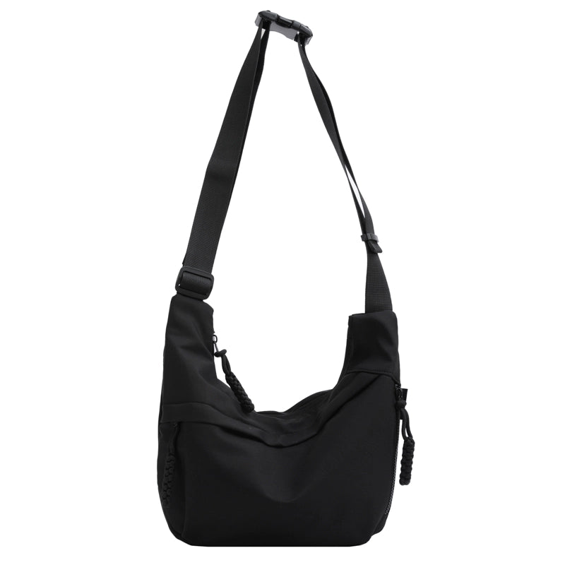 Unisex Canvas Solid Color Basic Dumpling Shape Zipper Shoulder Bag Crossbody Bag