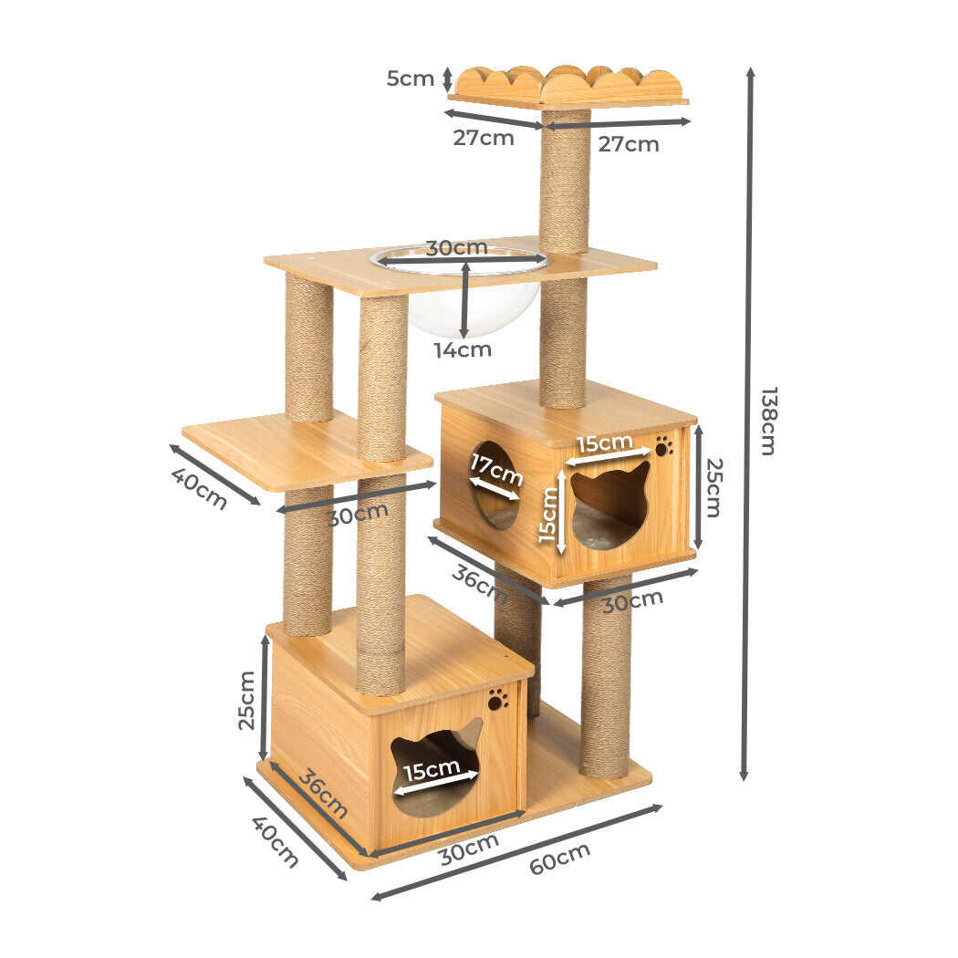 138cm Cat Scratching Post/Tower/ Condo - Wood