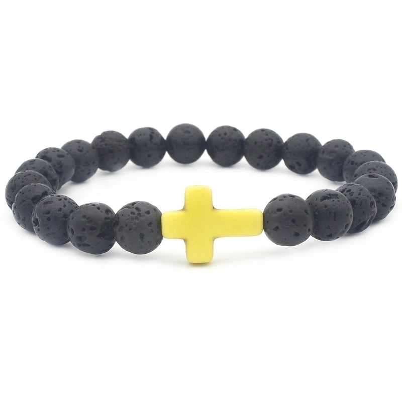 Ethnic Style Cross Natural Stone Elastic String Woven Chain Bracelets In Bulk