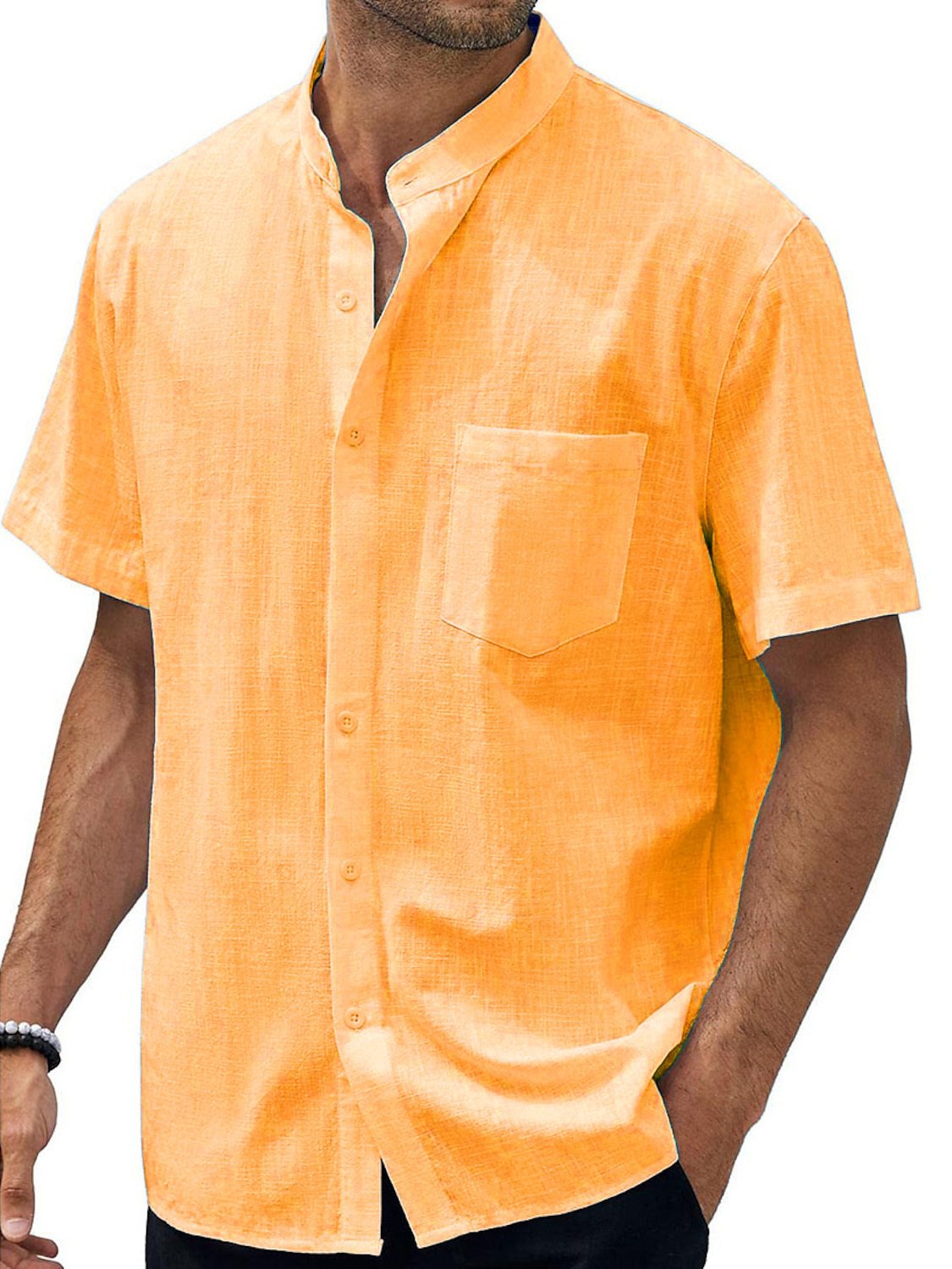 9-pack  Men's Hawaiian Casual Beach Stand Collar Pocket Short Sleeves