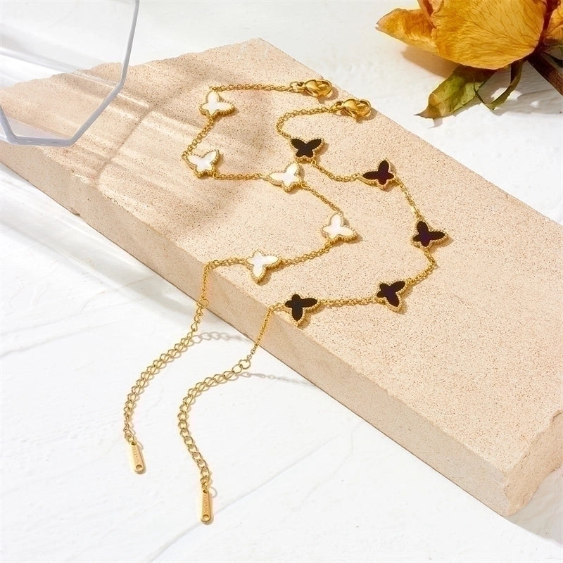 Retro Minimalist Irregular Titanium Steel Inlay Artificial Gemstones Earrings Necklace