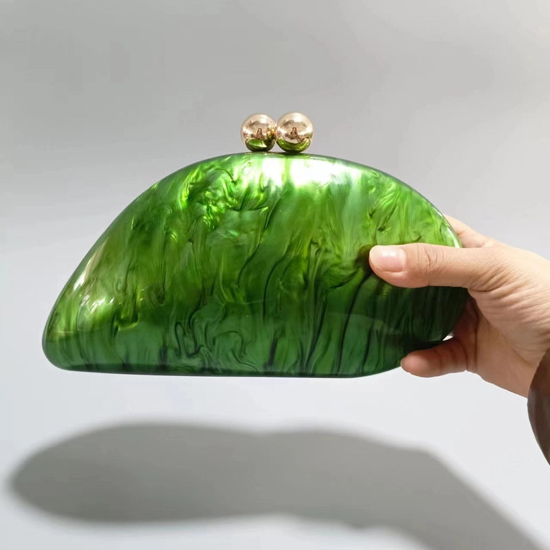 Green Arylic Solid Color Dumpling Shape Evening Bags