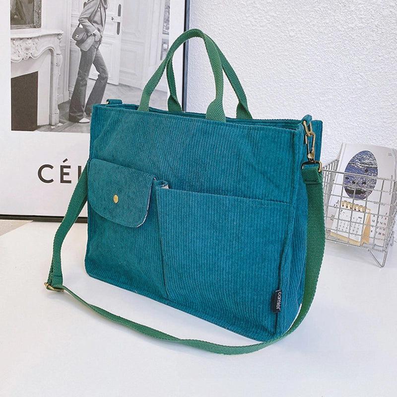 Commuter Thickened Corduroy Art College Student Handbag Computer Bag Shoulder Crossbody Bag
