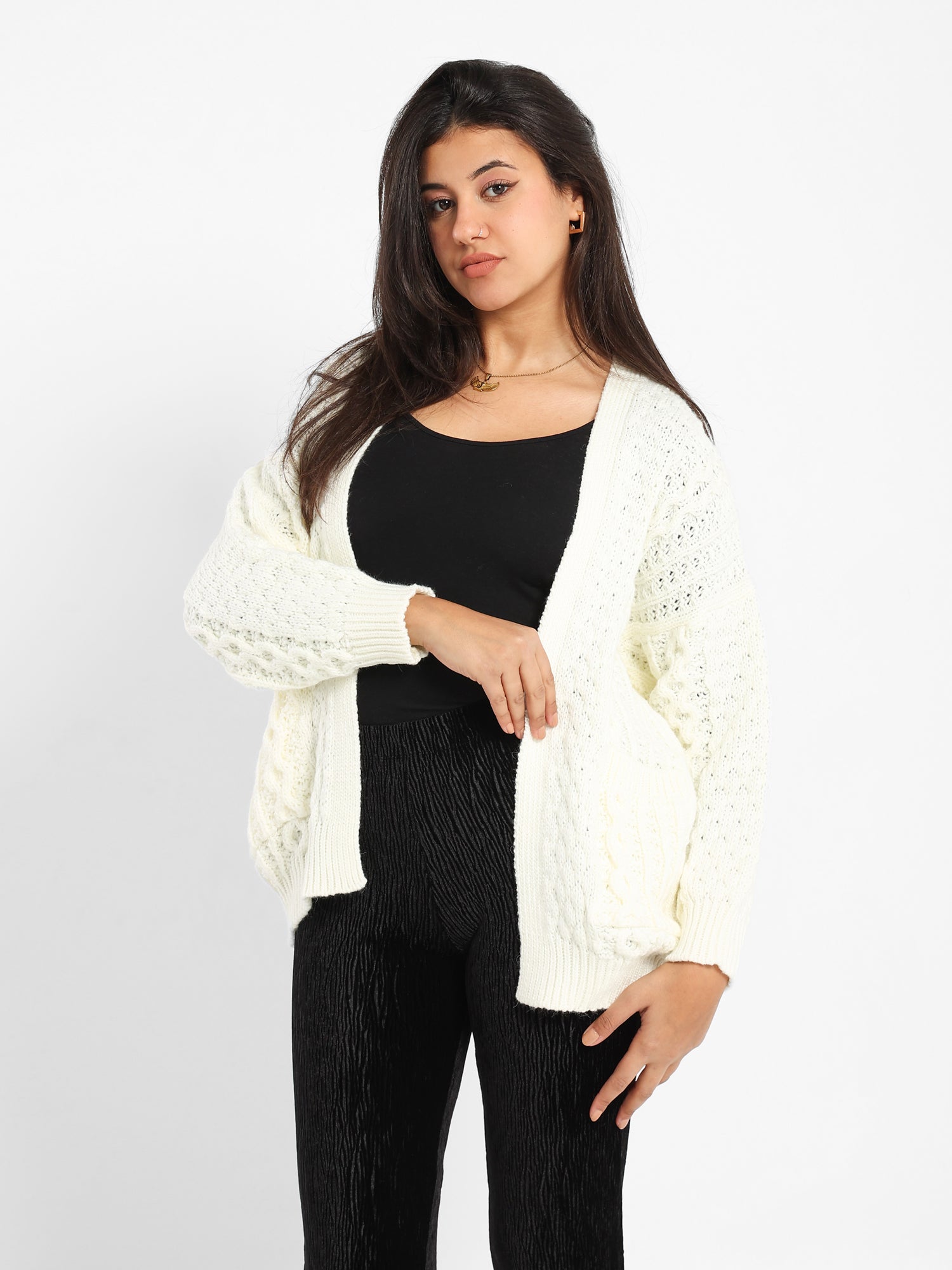 Textured Medium Length Cardigan