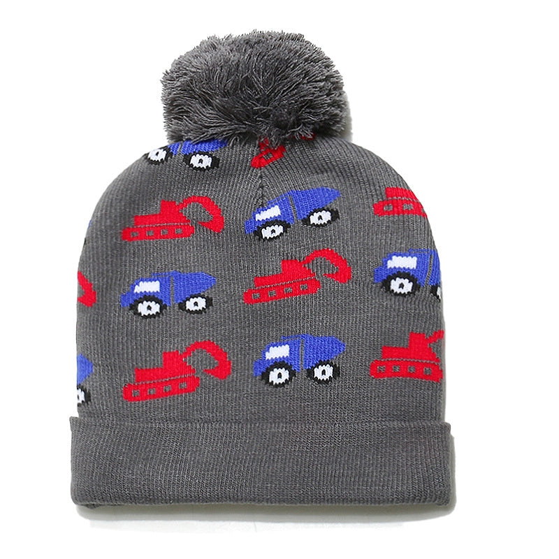 Children Unisex Casual Car Pom Poms Jacquard Wool Cap