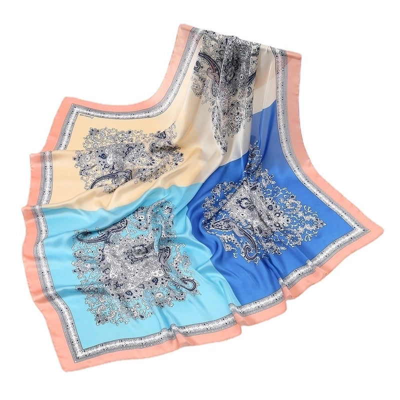 Women's Ethnic Style Sweet Color Block Satin Printing Scarf