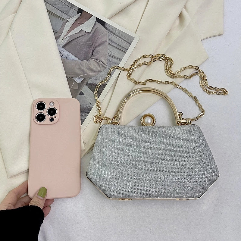 Black Purple Silver Pu Leather Solid Color Square Evening Bags