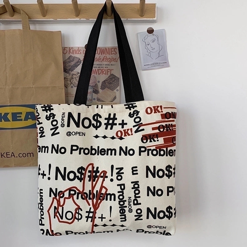 Women's Large Canvas Color Block Streetwear Square Zipper Shoulder Bag