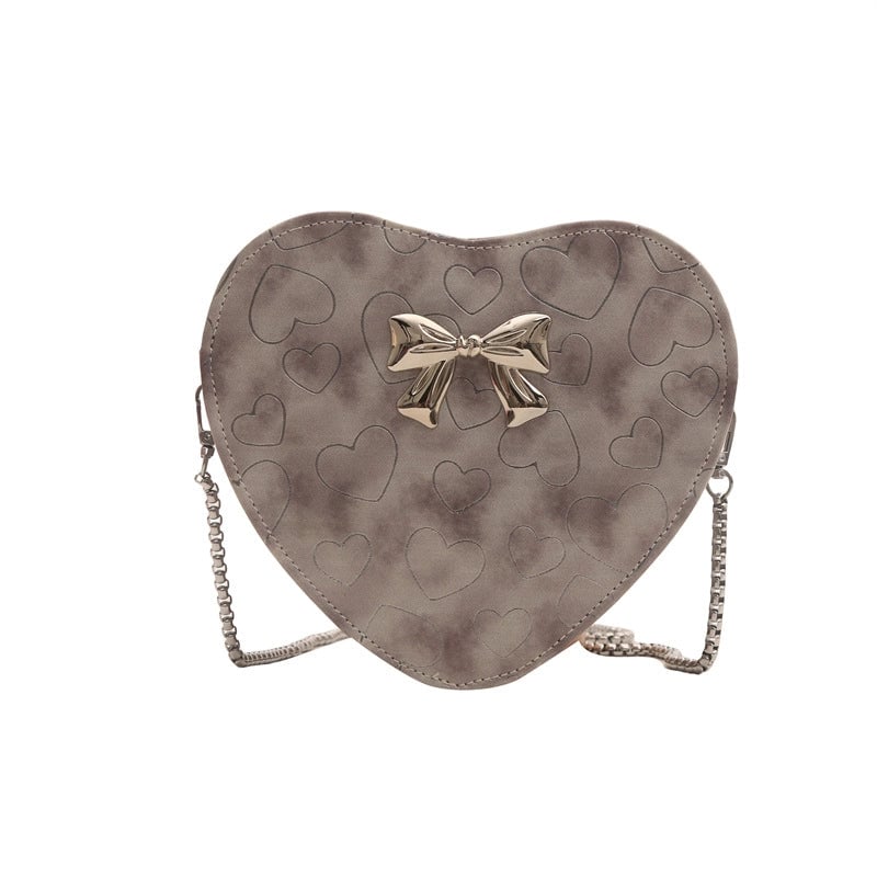 Women's Medium PU Heart Shape Streetwear Heart-shaped Zipper Shoulder Bag