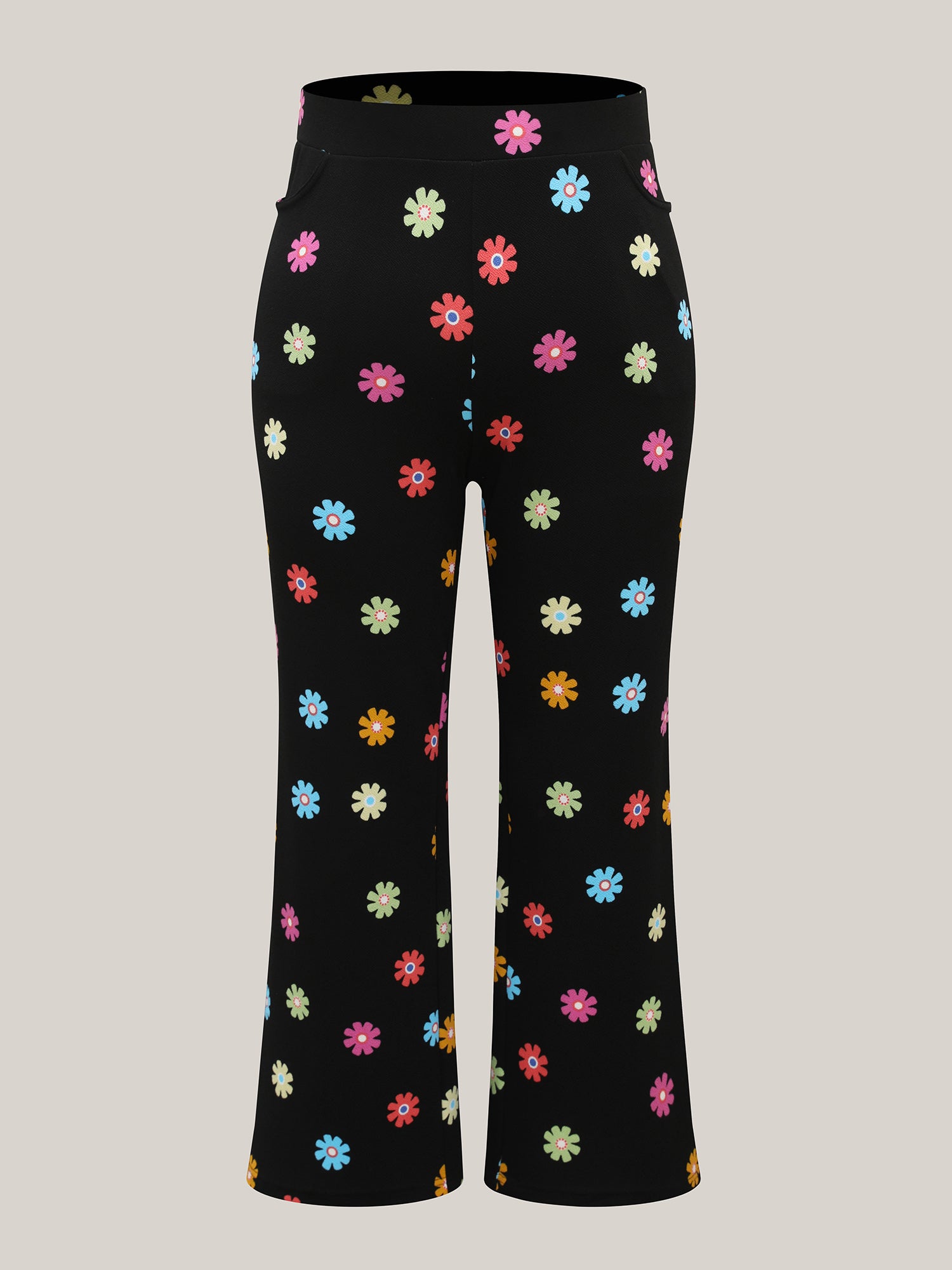 Multi-Color Floral Print Flared Pants