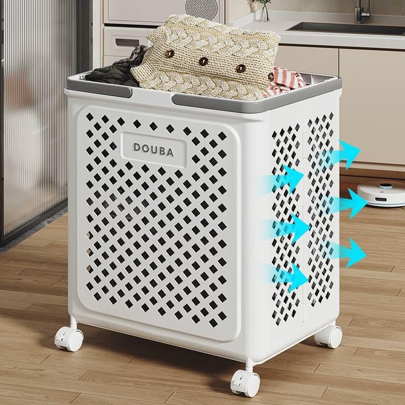 Foldable Laundry Basket with Wheels. Laundry Basket Bathroom Storage Organizer