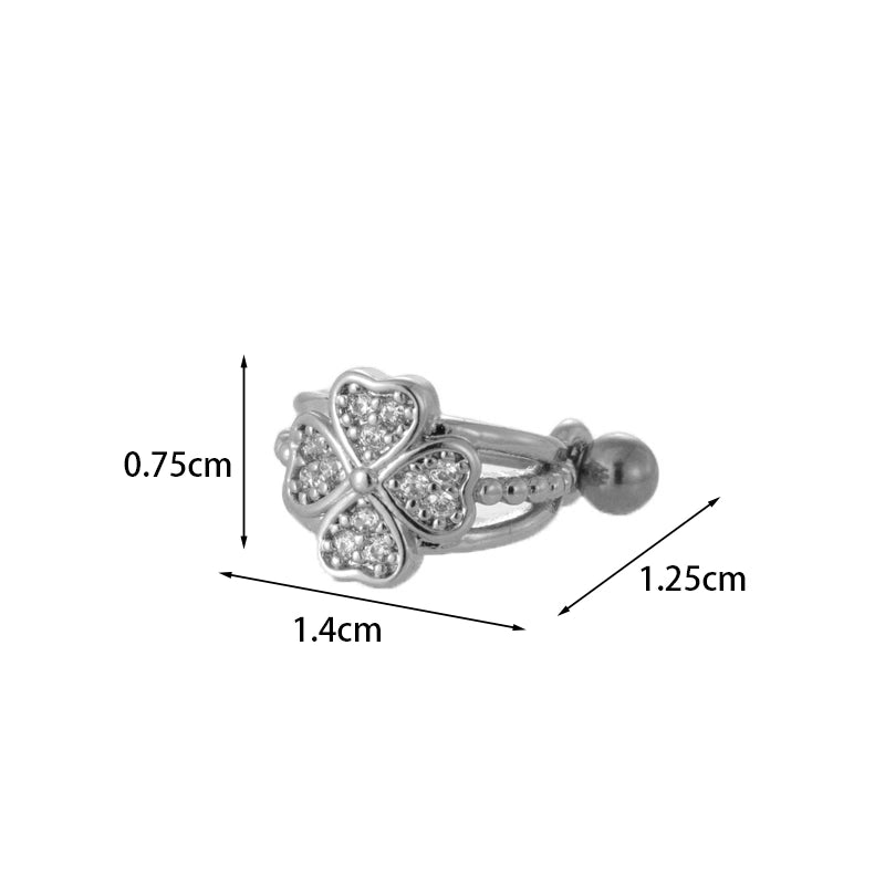 Ear Cartilage Rings & Studs Fashion Crown Copper Plating Artificial Gemstones