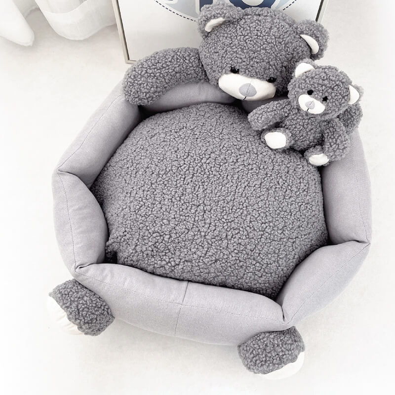 Cute Teddy Bear Sleeping Mat with Bear Toy Dog & Cat Bed