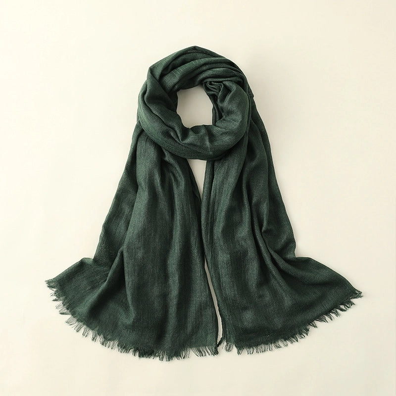 Women's Elegant Solid Color Cotton Silk Scarves