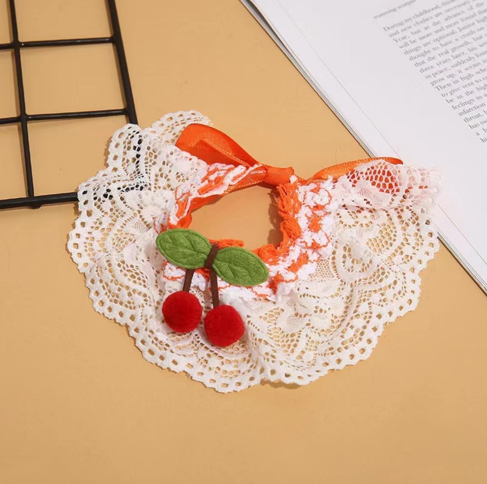 Lace Cherry Pet Bib Cat And Dog Accessories