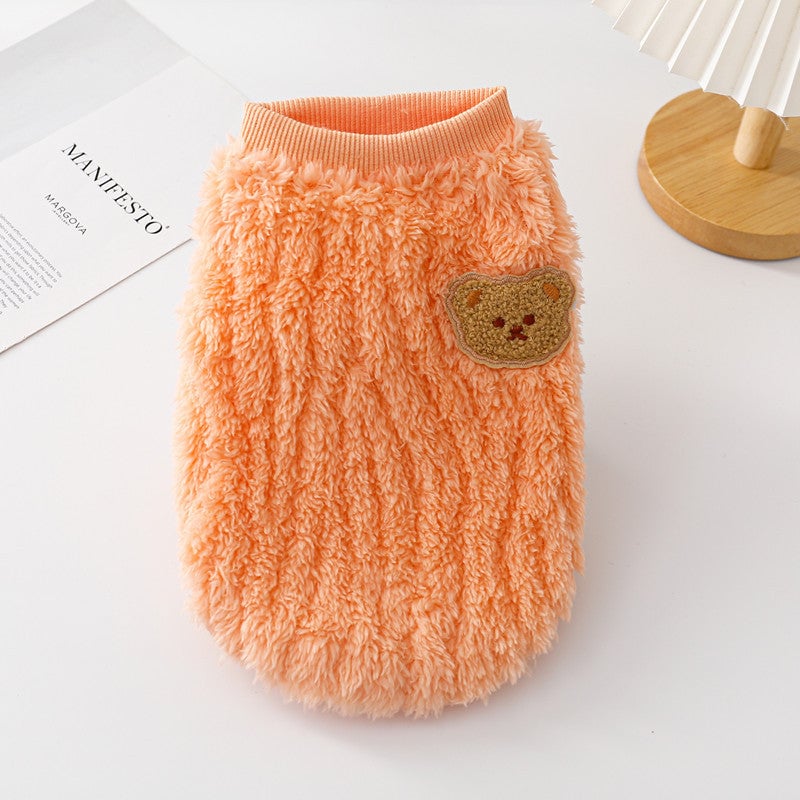 Warm Fleece Bear Printed Dog Cat Vest