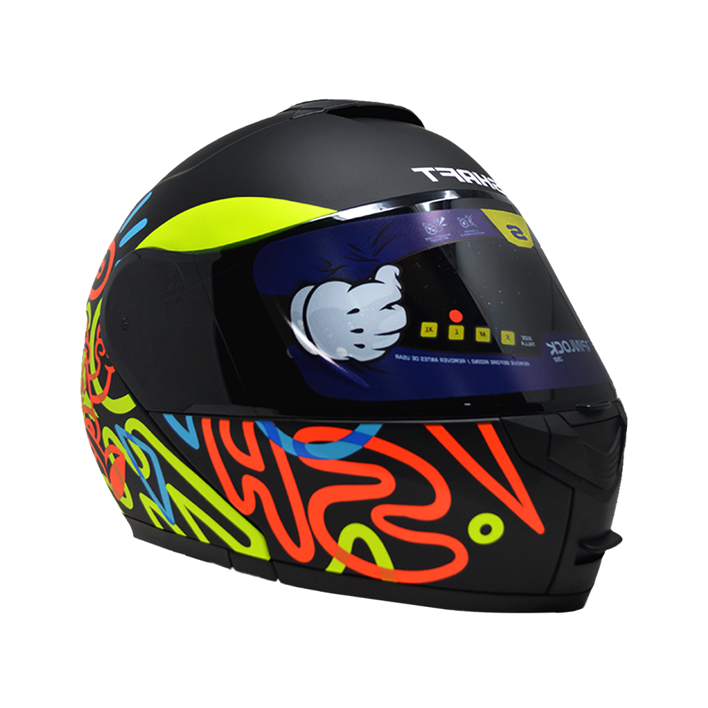 Casco Shaft Abatible 3910 Art Black Naranja