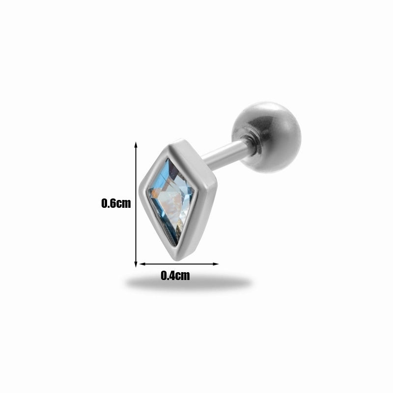 1 Piece Ear Cartilage Rings & Studs Minimalist Classic Style Rhombus 316L Stainless Steel  Copper Plating Inlay Zircon