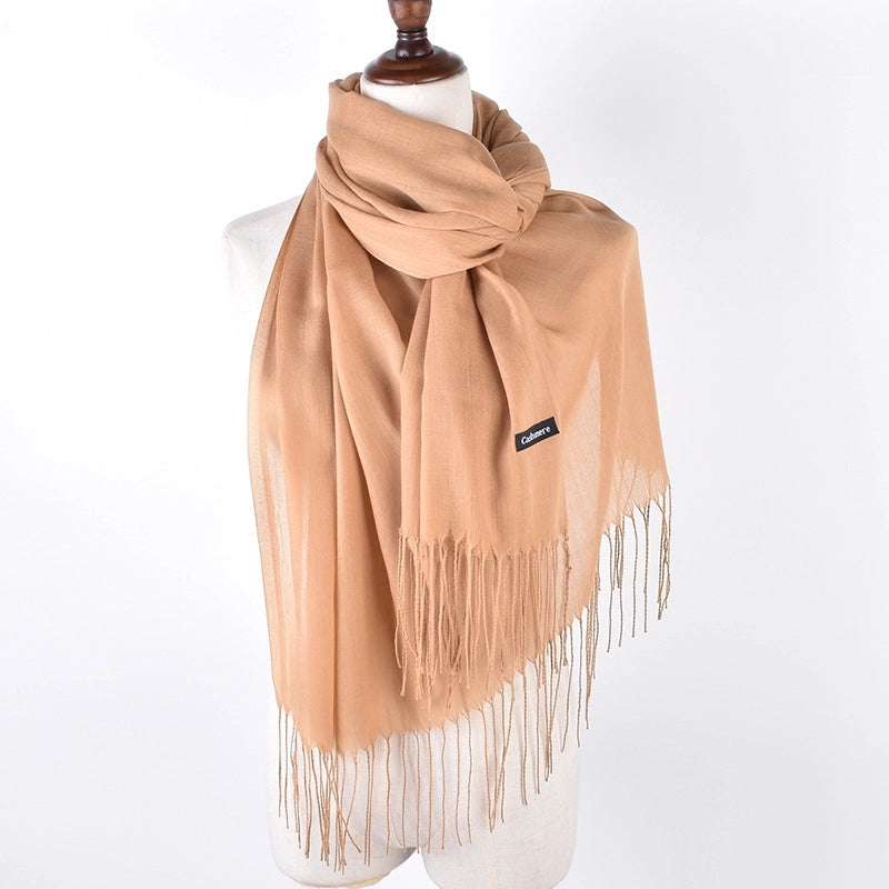 Women's Fashion Tassel Solid Color Imitation Cashmere Winter Scarves