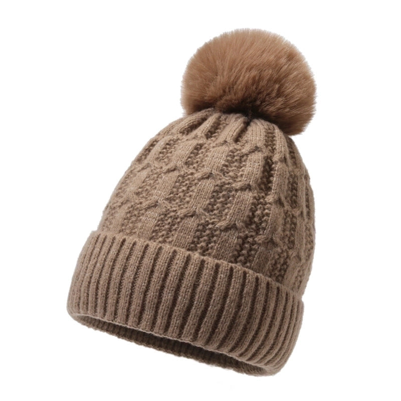 Women's Basic Minimalist Solid Color Pom Poms Eaveless Wool Cap