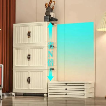 3 Layer Folding Storage Wardrobe With Wheels