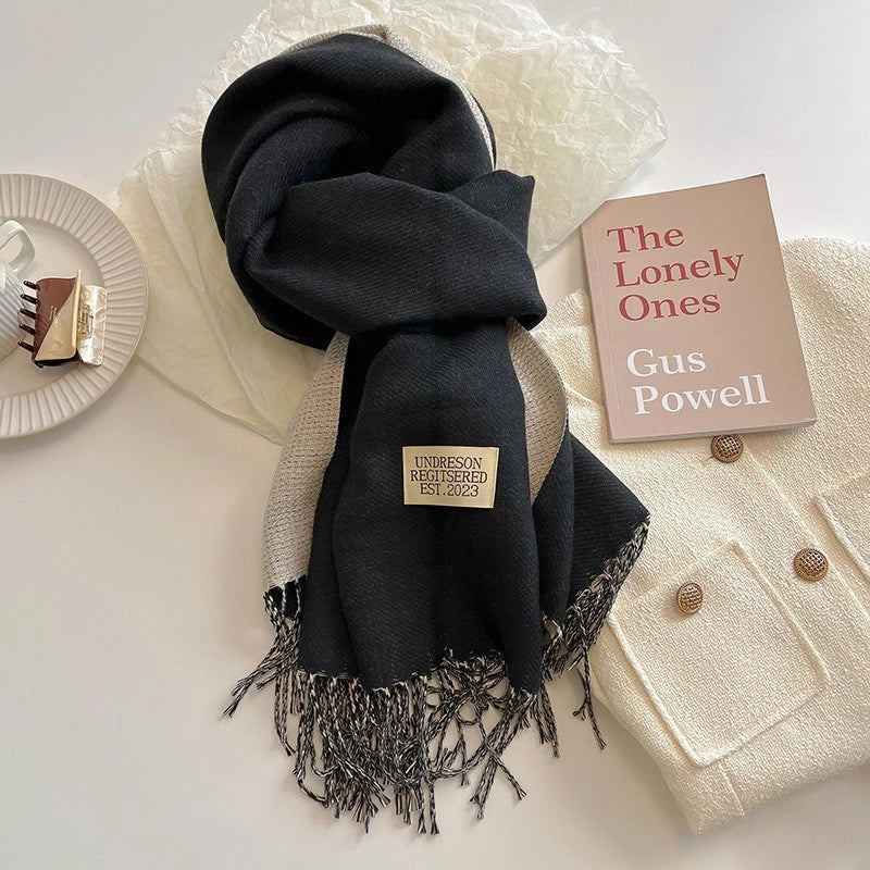New Scarf Autumn And Winter Popular Color Matching Cashmere High-grade Warm Shawl Student Fashion Scarf Female