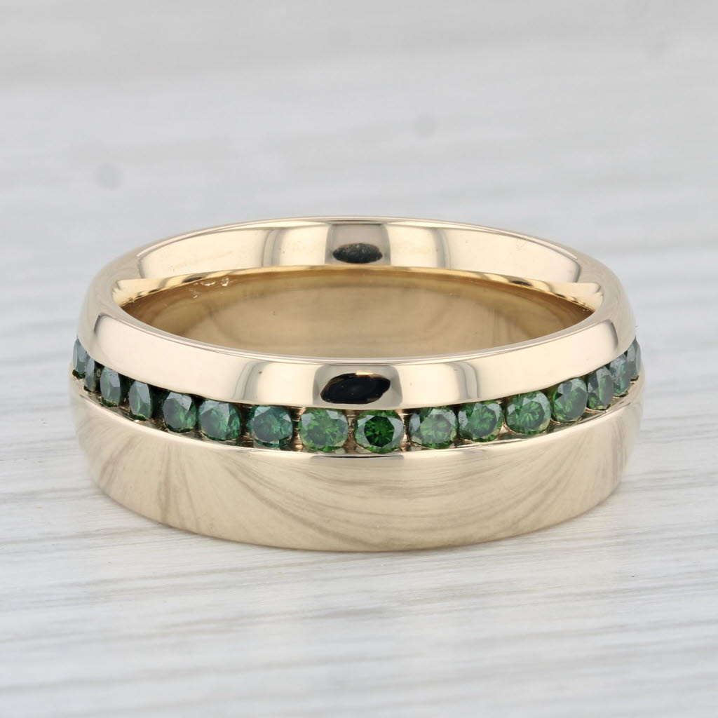 1ctw Green Diamond Ring 14k Yellow Gold Size 9 Wedding Band